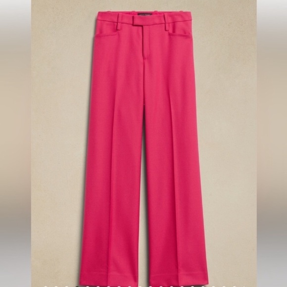NWT! Banana Republic Happy Hour Pink Lido Wide-Leg Wool Pants - Multiple Sizes - Picture 6 of 6
